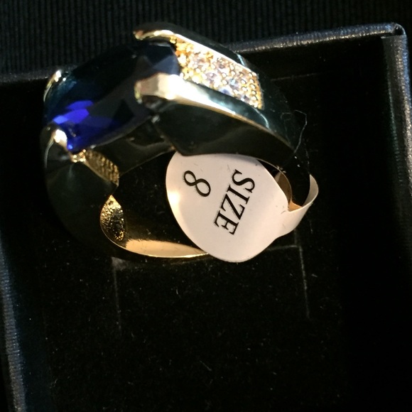 Men’s Sapphire Ring with CZ SZ 8 - Picture 3 of 4